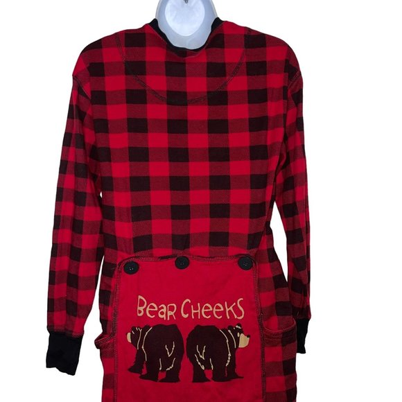 Lazy One Flap Jack Pajamas Womens S Bear Cheeks Holiday Christmas Buffalo Check - Picture 7 of 11